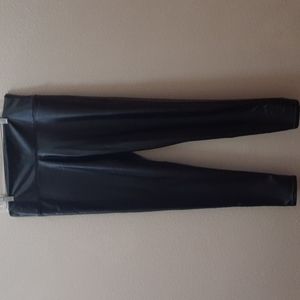 Faux Leather Black Fleece Lined Leggings Size-XL